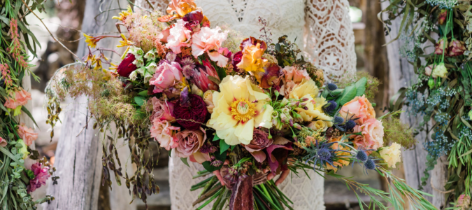 colourful bride wedding bouquet
