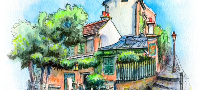 watercolour painting of a house